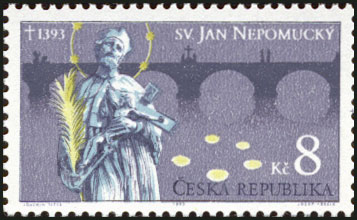 01a_ známka ČR _ k výročí 600 let umučení svJN_ 1393-1993