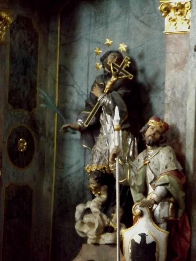 Praha 4 Kunratice_soška,kostel sv.Jakuba Většího